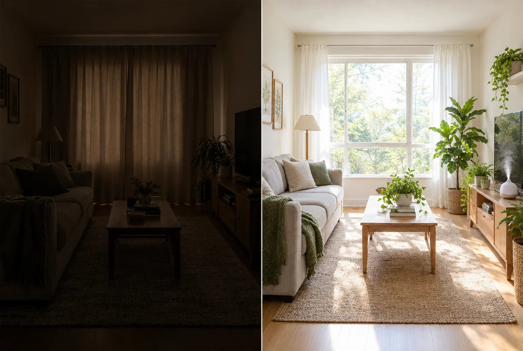 Stale, closed-up air versus fresh, diffused air