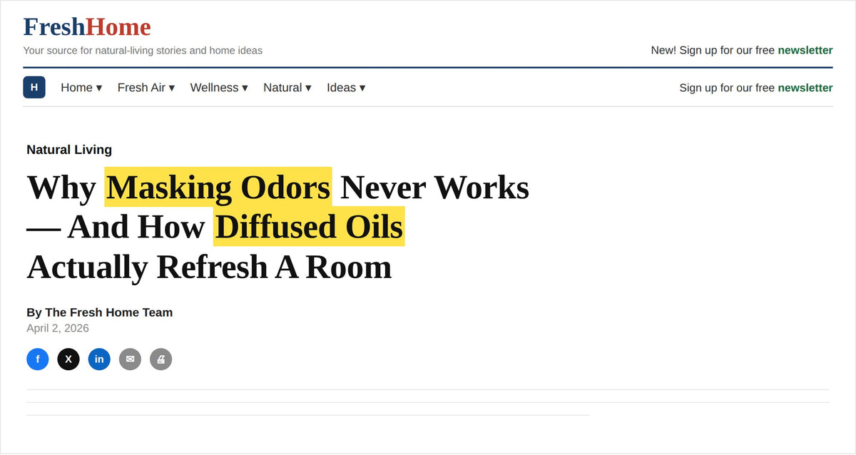 Feature on how natural essential oils freshen a space instead of covering it